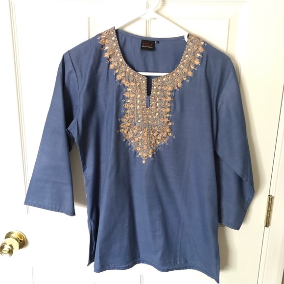 Blue Indian Style Top - Picture 1 of 1